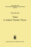 Read Pdf Topics in Analytic Number Theory