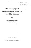Die Abhängigkeit des Qorans von Judentum und Christentum
