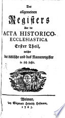 Acta historico-ecclesiastica