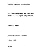 Bundesministerium der Finanzen: Geld und Kredit (1950-1971) 1972-1978