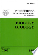 Proceedings Of The Estonian Academy Of Sciences Biology And Ecology