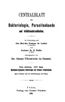 Zentralblatt für Bakteriologie, Parasitenkunde und Infektionskrankheiten