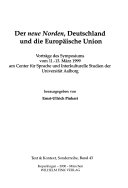 Der neue Norden, Deutschland und die Europäische Union