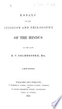 Essays on the Religion and Philosophy of the Hindus     A new edition