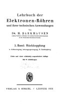 Lehrbuch der elektronen-röhren und ihrer technischen anwendungen