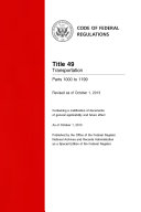 Read Pdf Title 49 Transportation Parts 1000 to 1199 (Revised as of October 1, 2013)
