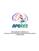 International Conference on Advances in Power Generation from Renewable Energy Sources (APGRES-2020) pdf