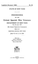 Proceedings of the United Spanish War Veterans  Department of New York