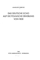 Das deutsche Echo auf die polnische Erhebung von 1830
