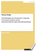 Auswirkungen des Deutschen Corporate Governance Kodex auf die handelsrechtliche Jahresabschlussprüfung