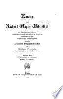 Katalog einer Richard Wagner-bibliothek