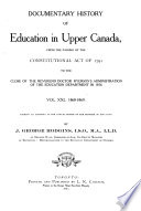Documentary History of Education in Upper Canada: 1868-1869