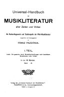 Universal-handbuch der musikliteratur aller zeiten und völker
