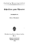 Ludwig Anzengrubers sämtliche Werke: Bd., 1. T. Prähistorische vermischte Schriften