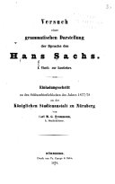 Versuch einer grammatishen Darstellung der Sprache des Hans Sachs