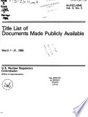 Title List Of Documents Made Publicly Available