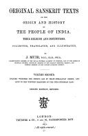 Read Pdf Original Sanskrit texts on the origin and history of the people of India, their religion and institutions