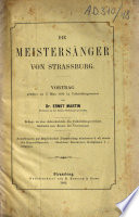Die Meistersänger von Strassburg