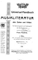 Universal-handbuch der musikliteratur aller zeiten und völker