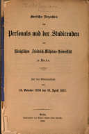 Amtliches Verzeichnis des Personals und der Studirenden der Königlichen Friedrich-Wilhelms-Universität zu Berlin