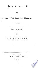 Hermes Oder Kritisches Jahrbuch Der Literatur