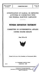 Investigation Of Illegal Or Improper Activities In Connection With 1996 Federal Election Campaigns
