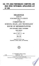 H R 1757 High Performance Computing And High Speed Networking Applications Act Of 1993