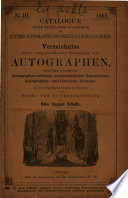 Autographen-Katalog von Otto Aug. Schulz in Leipzig