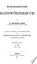 Mittelhochdeutsches handwörterbuch von Dr. Matthias Lexer ...