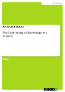 Read Pdf The Functioning of Knowledge as a Context