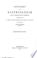 Zeitschrift für Assyriologie und verwandte Gebiete
