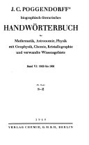Biographisch-literarisches Handwörterbuch zur Geschichte der exacten Wissenschaften ...: bd. 1923 bis 1931. 1936-41