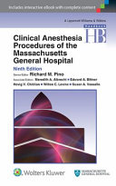 Handbook Of Clinical Anesthesia Procedures Of The Massachusetts General Hospital