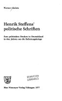 Henrik Steffens' Politische Schriften