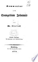 Kommentar zum Evangelium Johannis von Tholuck