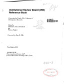Institutional Review Board Irb Reference Book