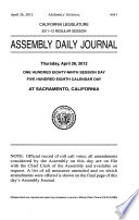 Journal of the Assembly  Legislature of the State of California