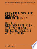 Verzeichnis der Spezialbibliotheken in der Bundesrepublik Deutschland einschließlich West-Berlin