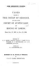 Cases Decided in the Court of Session  and Also in the Justiciary and House of Lords