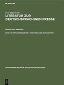 Literatur zur deutschsprachigen Presse: Personenregister (Verfasser und Biographien), A-F