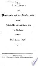 Verzeichniß des Personals und der Studirenden an der Julius-Maximilians-Universität zu Würzburg