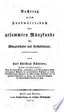 Handwörterbuch der gesammten Münzkunde0