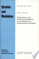 Markstrukturen und Wettbewerbsverhältnisse im Grosshandel in der Bundesrepublik Deutschland