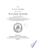 The Latin Poems Commonly Attributed to Walter Mapes