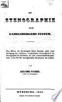 Die Stenographie nach Gabelsbergers System