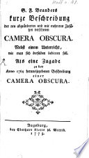 Beschreibung der neu abgeänderten Camera obscura