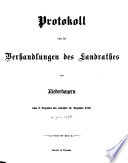 Protokoll über die Verhandlungen des Landrathes von Niederbayern