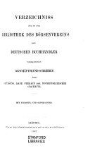 Verzeichniss der Sammlungen des Börsenvereins der deutschen Buchhändler