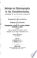 Beiträge zur historiographie in den kreuzfahrerstaaten, vornehmlich für die zeit kaiser Friedrich II.