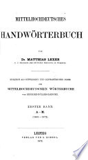 Mittelhochdeutsches Handworterbuch: A-M